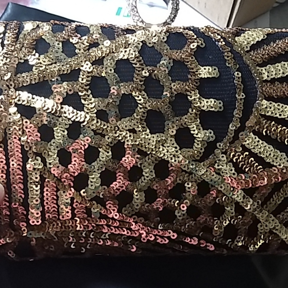 Sonja Morgan Gold Sequin Ring Clutch